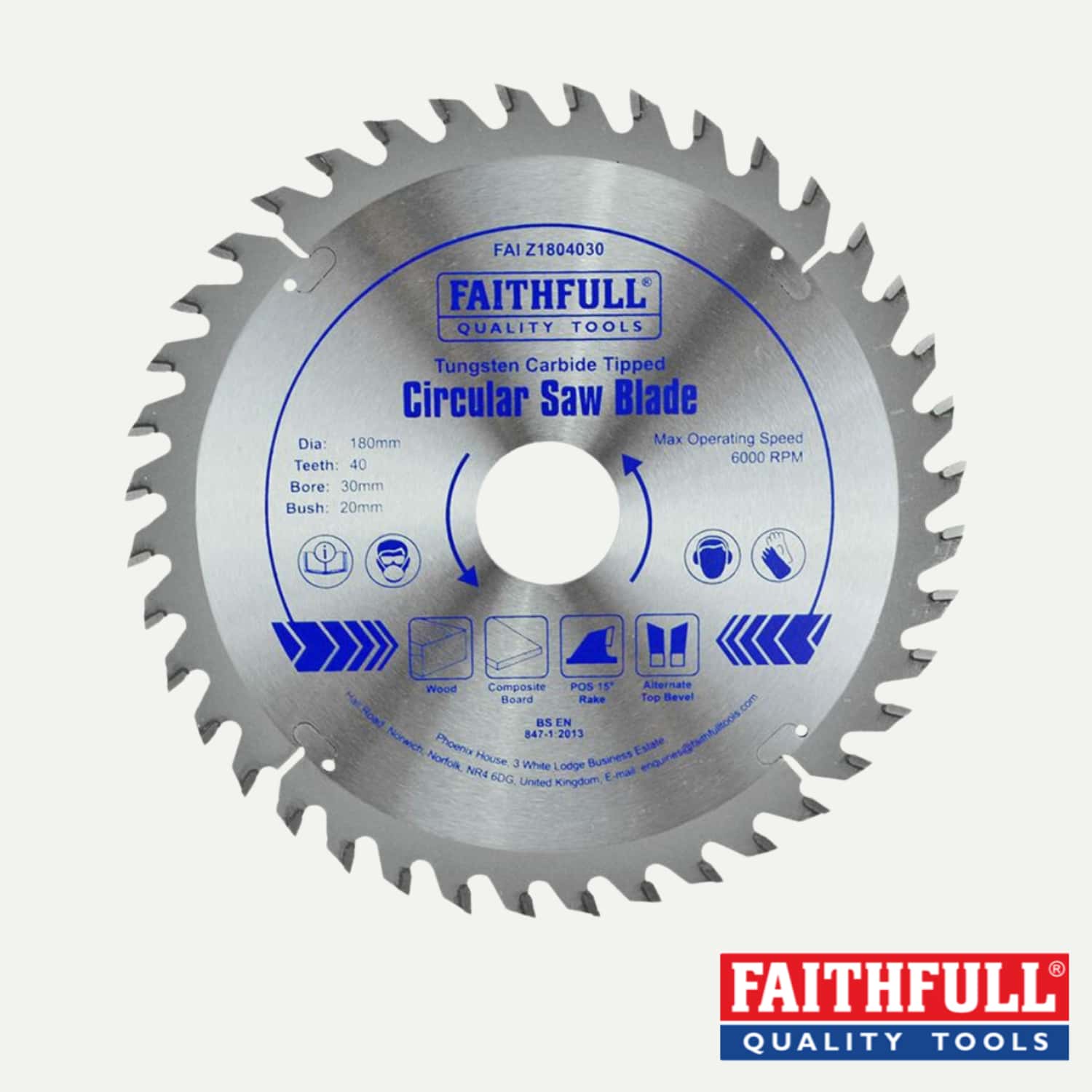 Faithfull - TCT Circular Saw Blades - Dia: 180mm - Teeth: 40 - Bore- 30mm