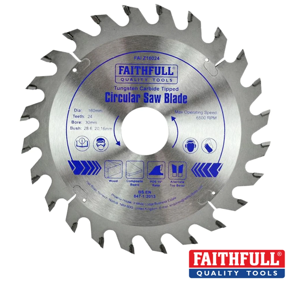 Faithfull - TCT Circular Saw Blades - Dia: 160mm - Teeth: 24 - Bore- 30mm