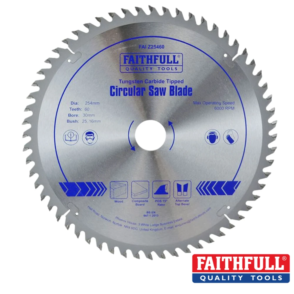 Faithfull - TCT Circular Saw Blades- Dia: 254mm - Teeth: 60 - Bore- 30mm