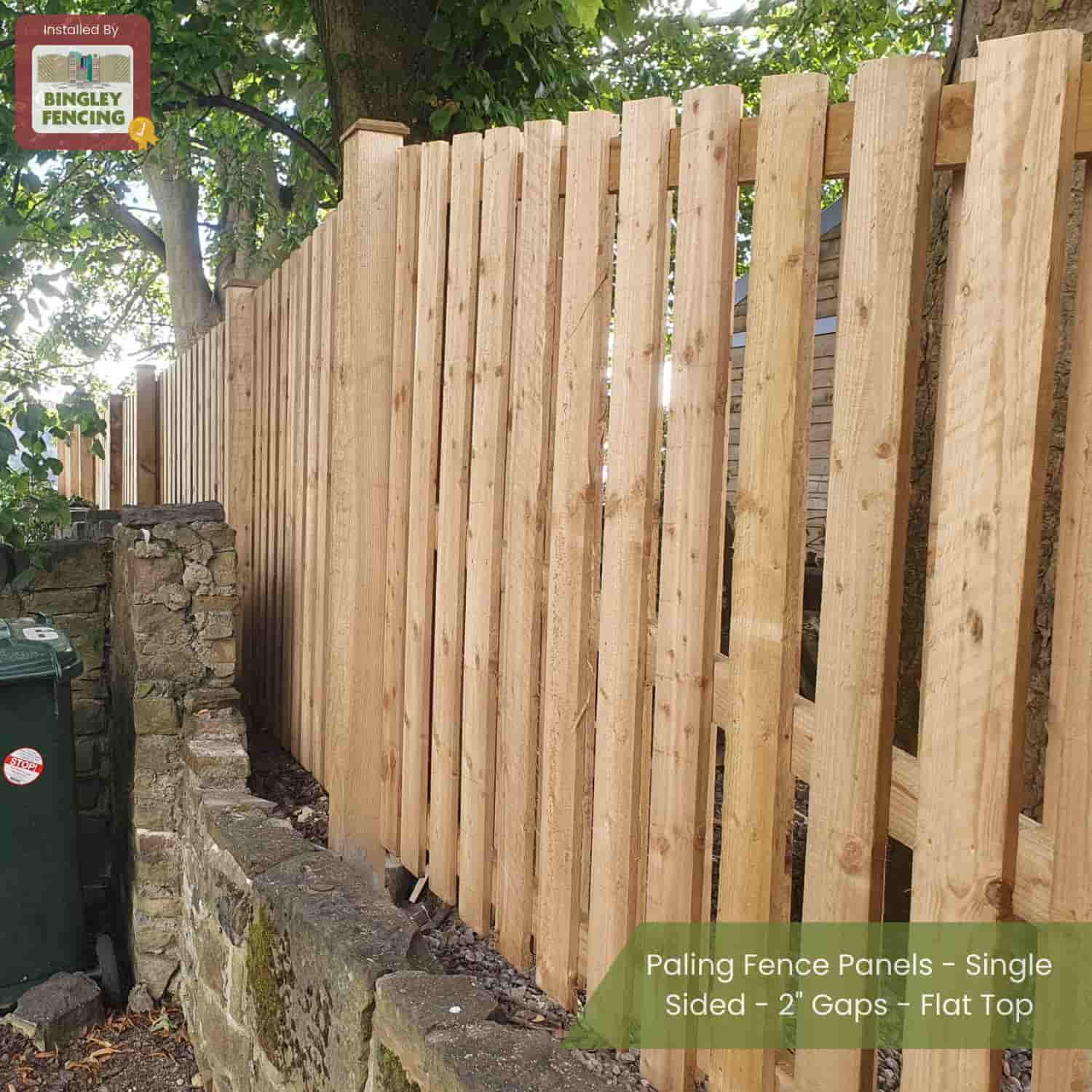 Paling Fence Panels - Double Sided - 2" Gaps- Flat Top - Image 3