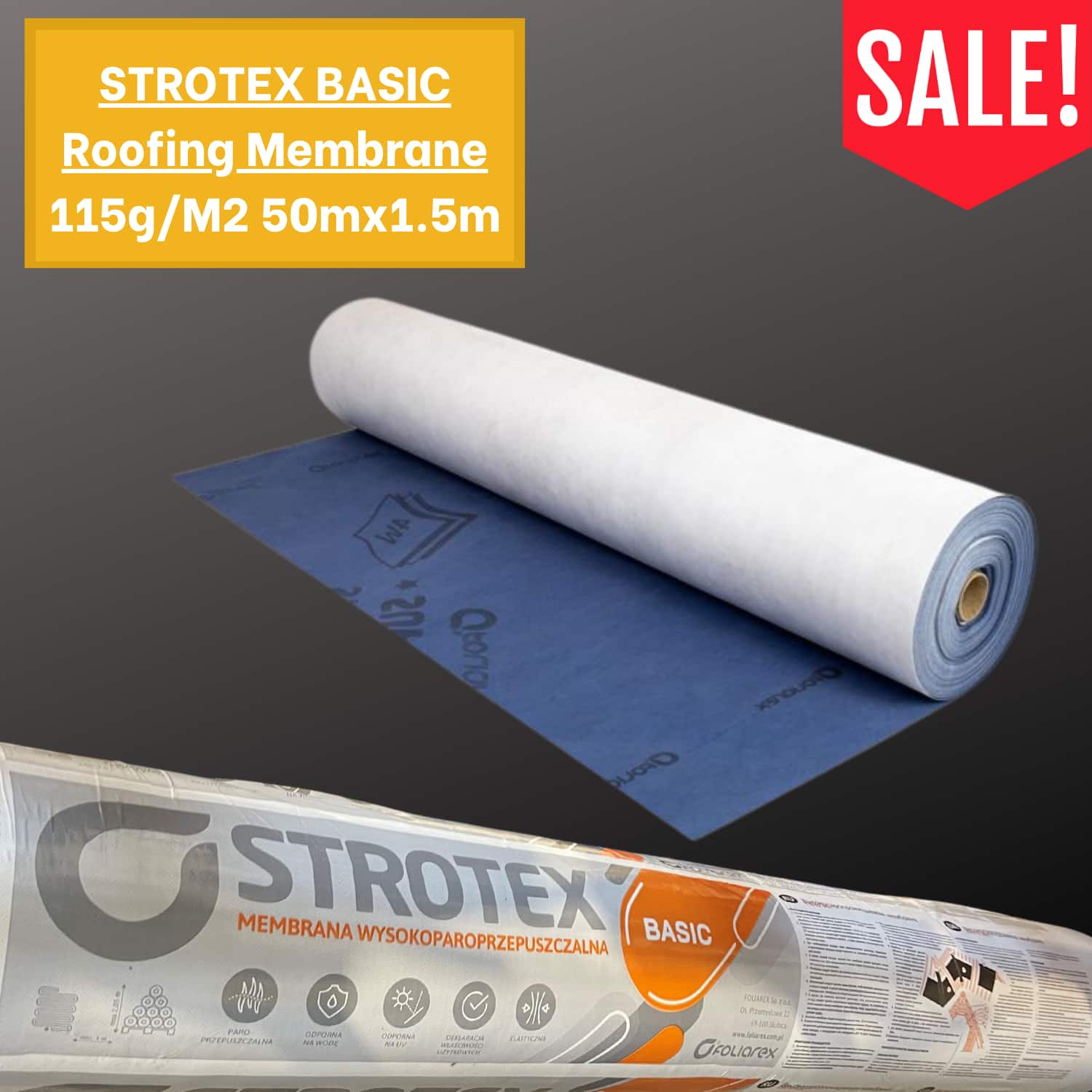 **Reduced** STROTEX BASIC - Roofing Membrane 115g/M2 50mx1.5m