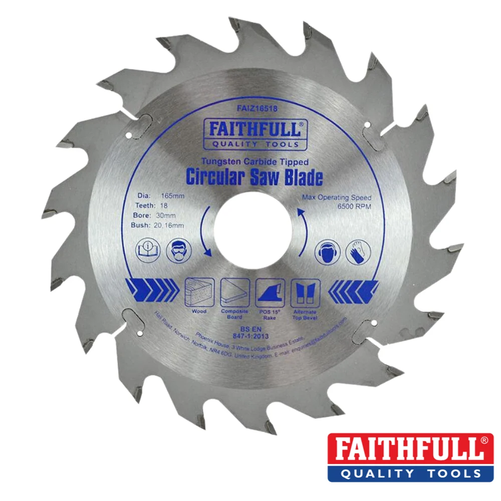 Faithfull - TCT Circular Saw Blades 165mm - Dia: 165mm - Teeth: 18 - Bore- 30mm