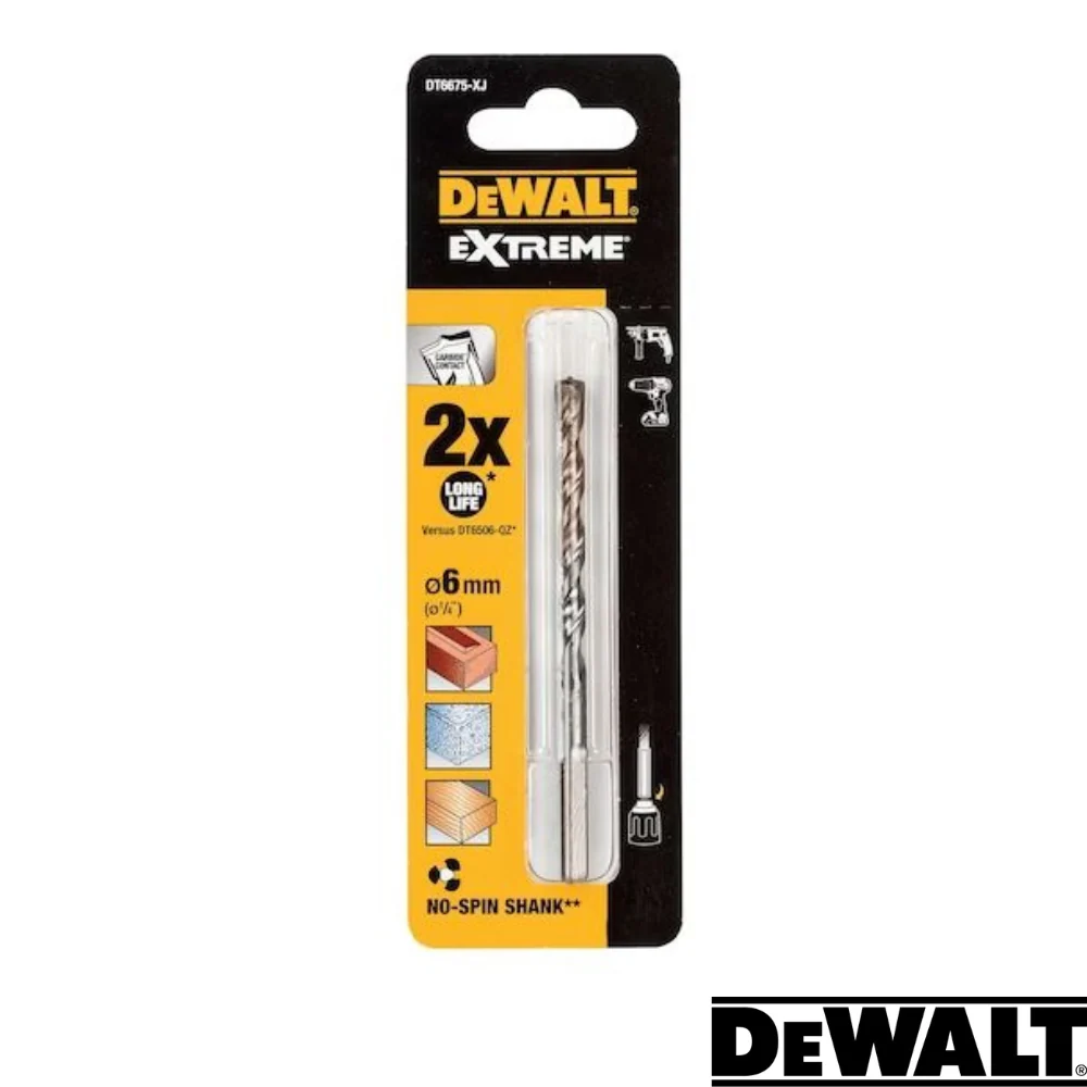 Dewalt- EXTREME No Slip Shank Masonry Drill Bit -  6mm Dia - 100mm Long