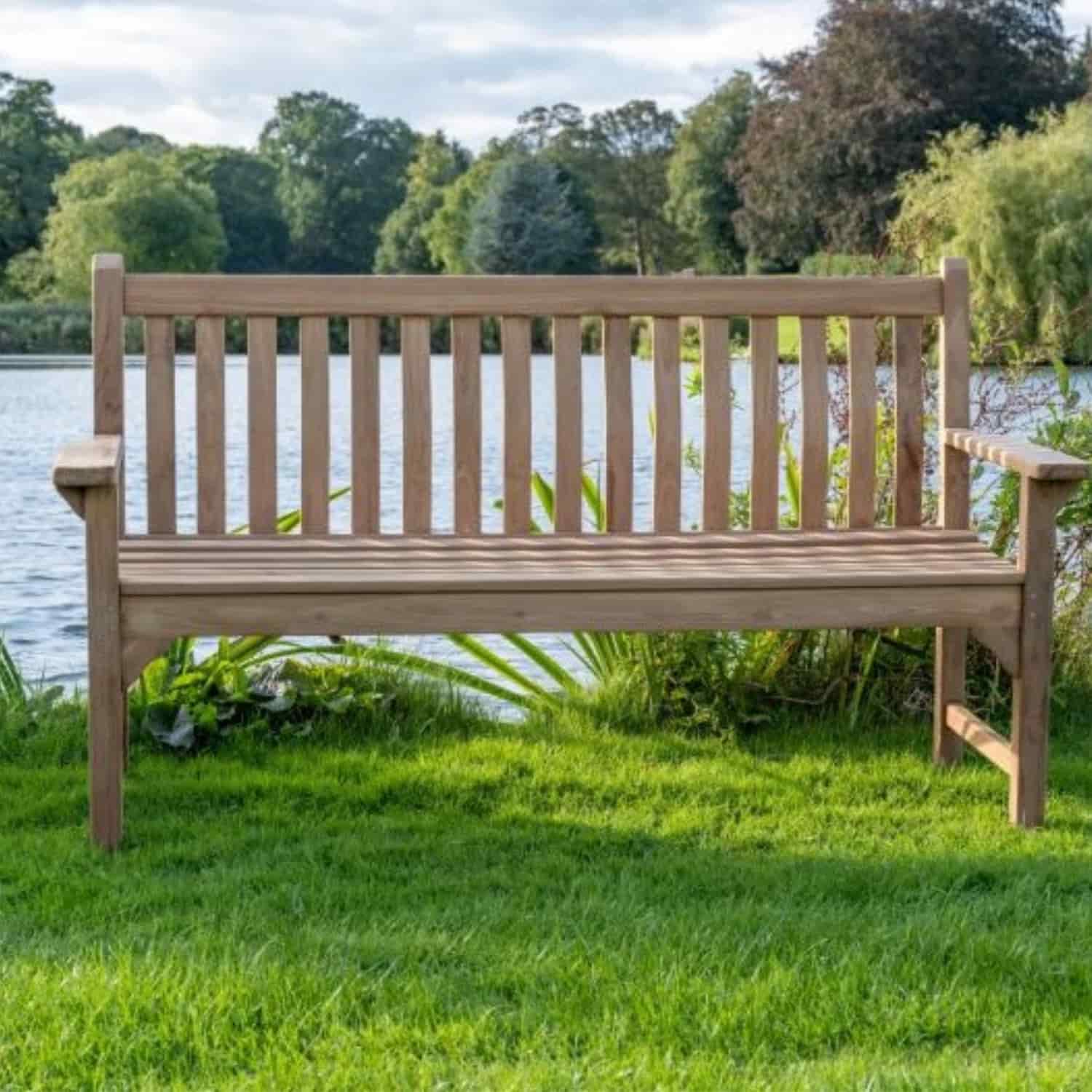 1.5m Wave Back Teak Garden Bench - Image 2